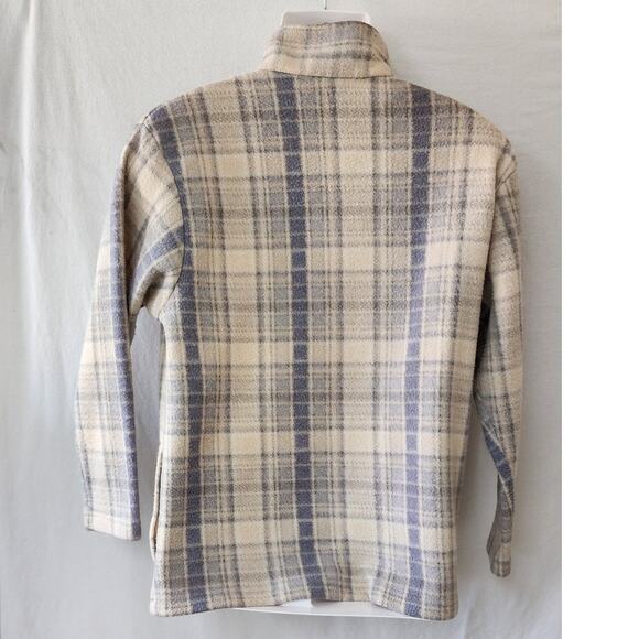 Premier International VTG Blue, Gray and Cream Plaid Fleece Jacket Womens Medium - Picture 2 of 9